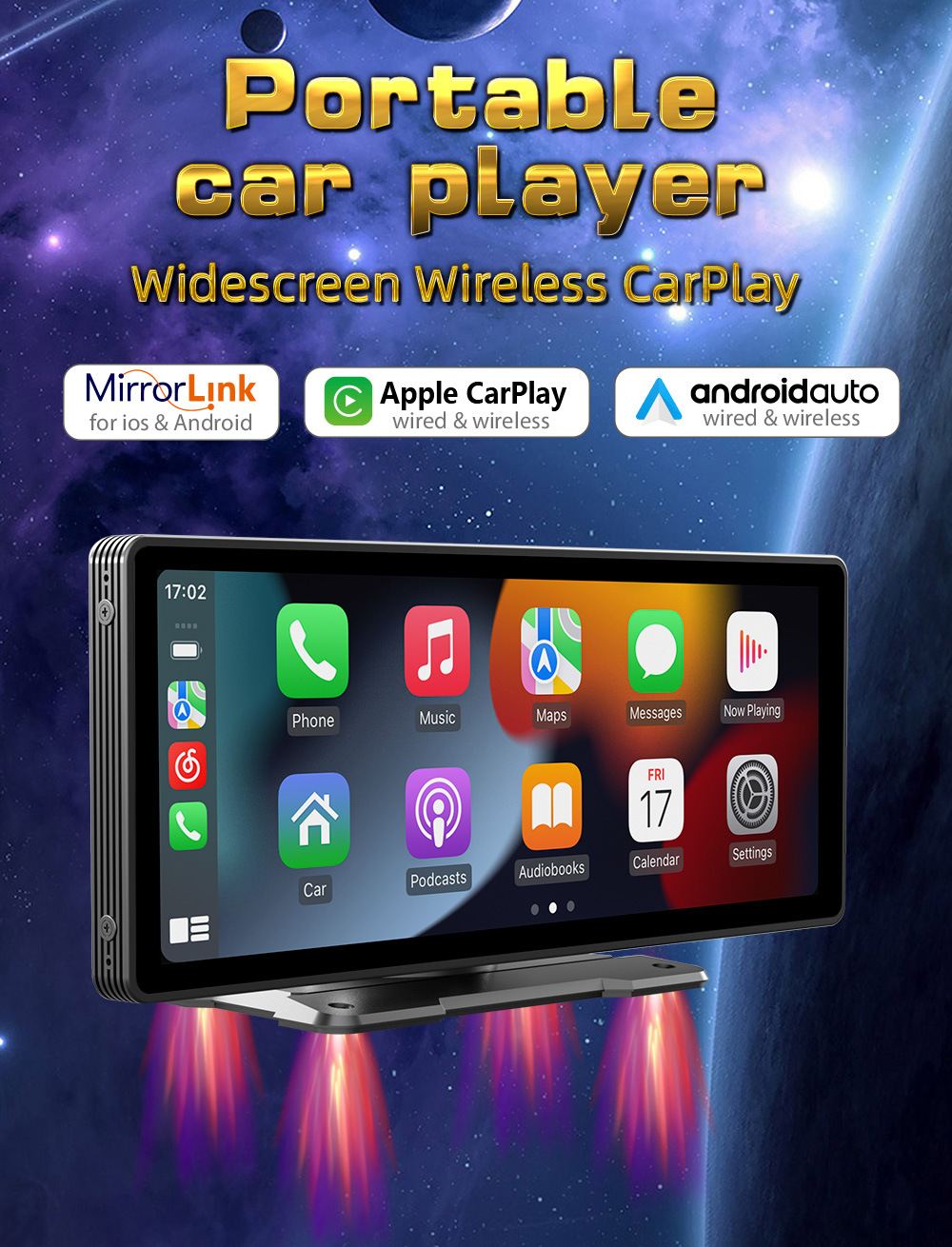 2023新款熱賣 9.3英寸便攜式無線CarPlay MP5車載收音機(jī)，顛覆智能出行體驗(yàn)
